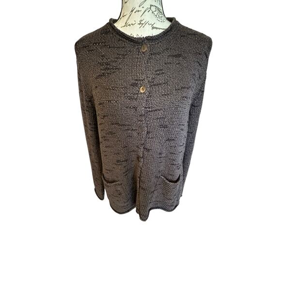 NWT Eileen Fisher Twisted CottonLinen Shimmer Sweater Jacket Size L QuietLuxury - Picture 2 of 8